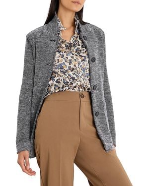 NIC+ZOE Notch Lapel Tweed Stitch Sweater Jacket - Multicolor