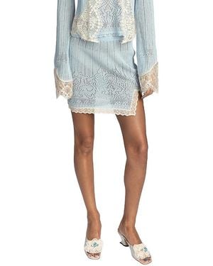 Anna Sui Lingerie Lace Knit Skirt - Blue