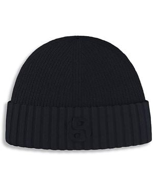 BOSS Edo Wool Blend Ribbed Knit Beanie - Blue