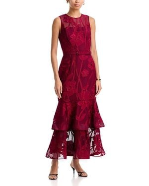 MILLY Anna Grand Fleur Embroidered Tiered Dress