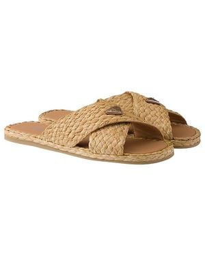 Prada Raffia Sandals - Brown