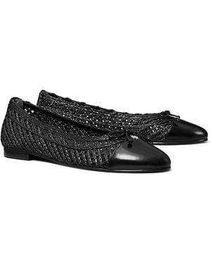 Tory Burch Cap Toe Ballet Flats - Black