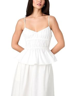 French Connection Poplin Strappy Peplum Top - White