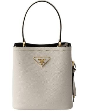 Prada Panier Mini Saffiano Leather Bag - White