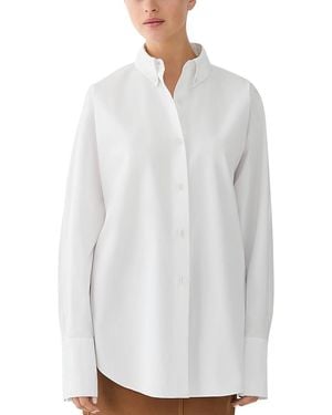 Lafayette 148 New York Oversized Rounded Sleeve Cotton Shirt - White