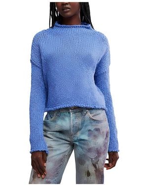 Free People Opal Cropped Sweater - Blue