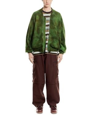 vowels Knitted Bomber Jacket - Green