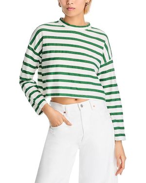 ASKK NY Cropped Long Sleeve Stripe Tee - Green