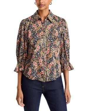 Cinq À Sept Fiona Printed Elbow Sleeve Blouse - Blue