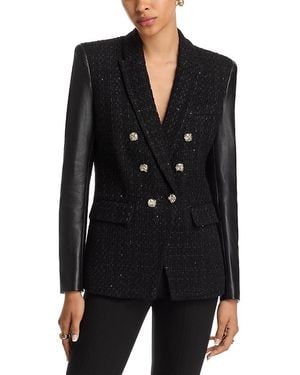 Generation Love Emilio Faux Leather Tweed Blazer - Black