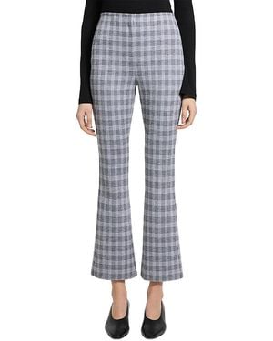 Theory Check Print High Rise Kick Flare Pants - Blue