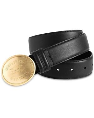 Zadig & Voltaire Colter Medallion Buckle Leather Belt - Black