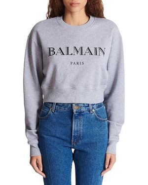 Balmain Printed Crew-Neck Sweatshirt - Blue