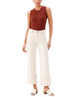 Karen Kane High Rise Cuffed Cropped Jeans - White