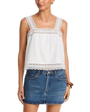 Aqua Lace Trim Square Neck Top - Blue