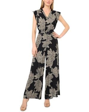 Vince Camuto Flutter Sleeve V Neck Jumpsuit - Black