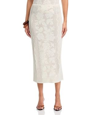 Aqua Placed Crochet Midi Skirt - White