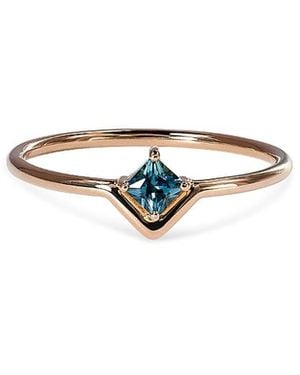 Wwake 14K Sapphire Solitaire Ring - White