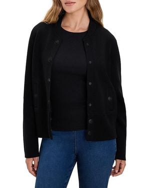 NIC+ZOE Knit Snap Front Bomber Jacket - Black