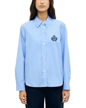 Gerard Darel Luma Cotton Button Front Shirt - Blue