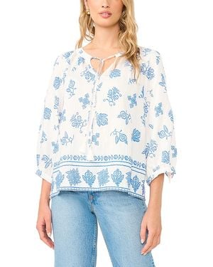 Vince Camuto Tie Neck Peasant Sleeve Blouse - Blue