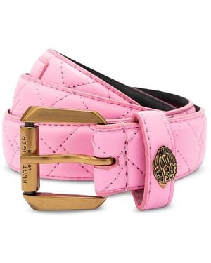 Kurt Geiger Quilted Kensington Leather Belt - Pink