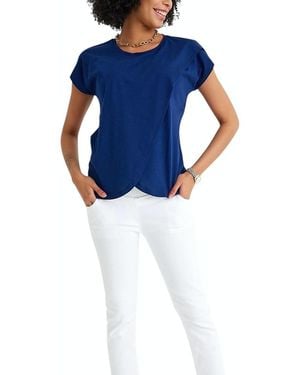 Accouchée Handy Crossover Short Sleeve Cotton Maternity/Nursing Top - Blue