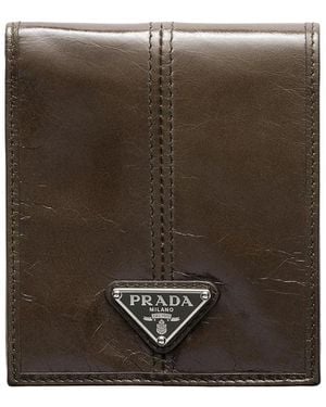 Prada Leather Wallet With Coin Purse - Brown