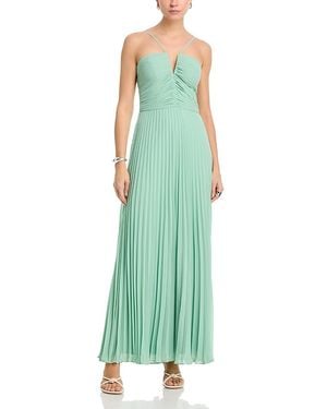 Aqua V Neck Chiffon Dress - Green