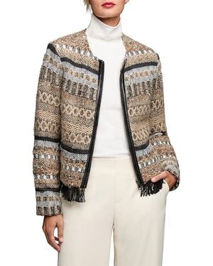 NIC+ZOE Textured Fringe Trim Jacket - Natural
