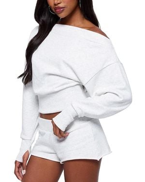 Edikted Hennie Off Shoulder Sweatshirt - White