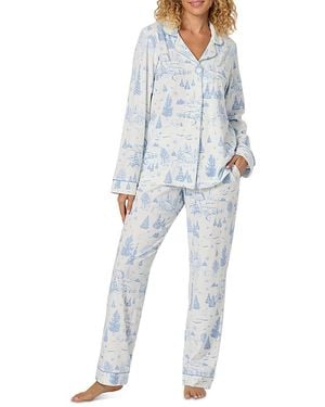 Bedhead Santa's Night Out Cotton Stretch Knit Pajama Set - Blue