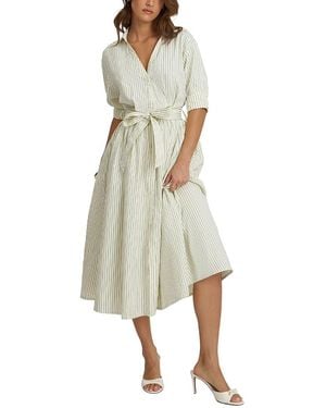 Miss Circle Danica Poplin Striped Shirt Midi Dress - Natural