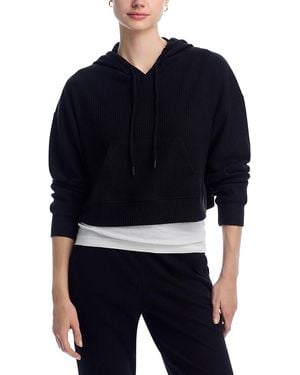 Aqua Brushed Rib Crop Hoodie - Black
