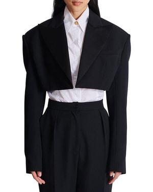 Balmain Cropped Grain De Poudre Jacket - Black