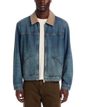FRAME Cotton Blend Zip Denim Trucker Jacket - Blue
