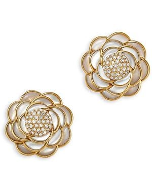 Bloomingdale's Fine Collection Mother Of Pearl & Diamond Flower Stud Earrings - Metallic