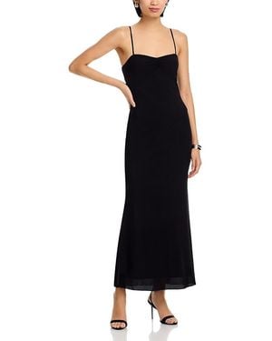 Aqua Solid Mesh Maxi Dress - Black