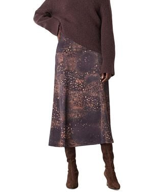 Whistles Spotted Animal Midi Satin Skirt - Multicolor