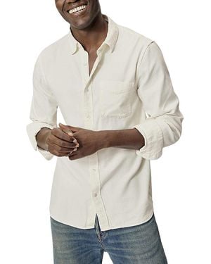 BUCK MASON Draped Cotton Blend Twill Slim Fit Button Down Shirt - White