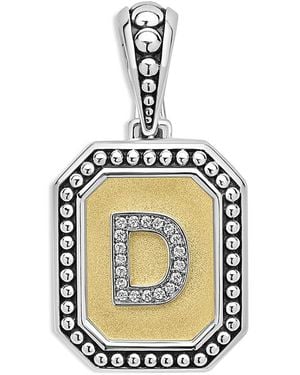 Lagos Signature Caviar Sterling & 18K Octagon Diamond A Initial Charm, 0.05 Tcw - Metallic