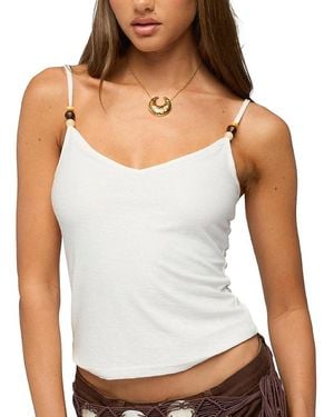 Edikted Lilliana Bead V Neck Tank Top - White