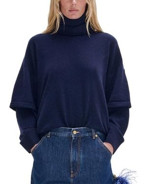 DARKPARK Troy Merino Wool & Cashmere Double Sleeve Tee - Blue