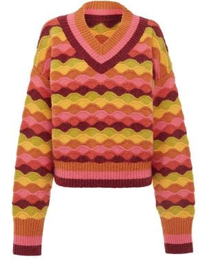 ALÉMAIS Rocco V Neck Sweater - Red