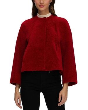 Gorski Reversible Collarless Shearling Lamb Jacket With 3/4 Sleeves - Red