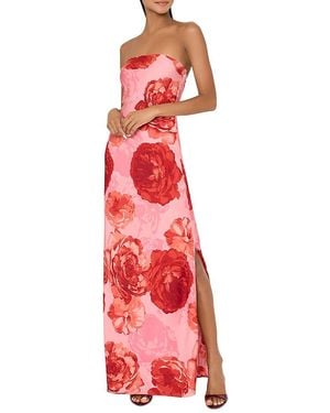 MILLY Vera Satin Floral Dress - Red