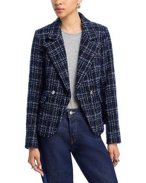 Aqua Tweed Double Breasted Blazer - Blue