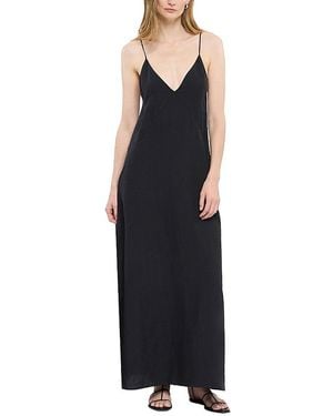 Another Tomorrow Seamed Slip Dress - Black