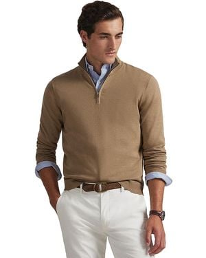 Polo Ralph Lauren Cotton Quarter Zip Mockneck Sweater - Brown