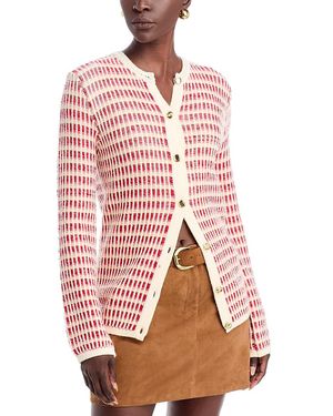 Ramy Brook Ivy Wool Blend Crewneck Cardigan Sweater - Pink